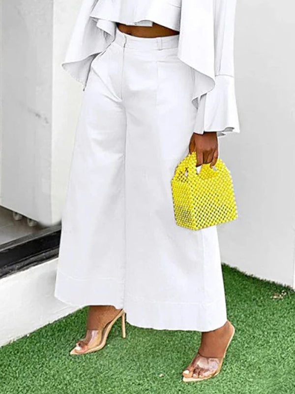 Wide Leg Solid Color Split-Joint Pants Trousers