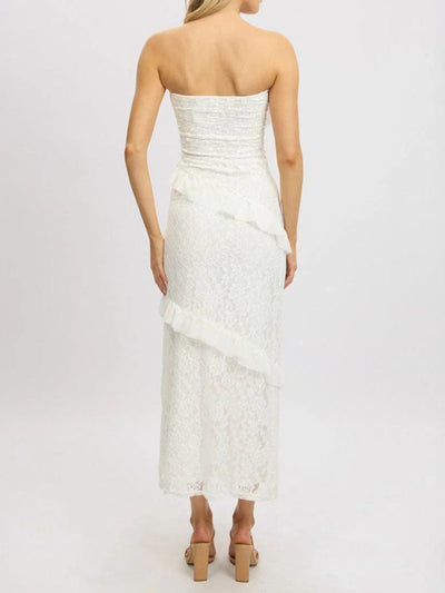 A-Line Bodycon Ruffled Solid Color Split-Joint Tube Midi Dresses