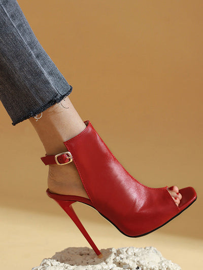 Belt Buckle Peep Toe Split-Joint Pumps Sandals