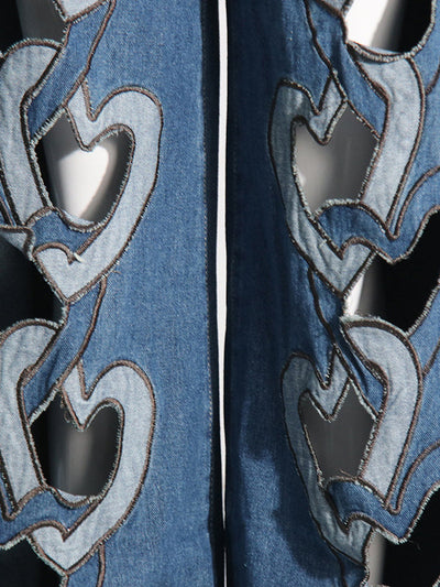 High Waisted Wide Leg Hollow Jean Pants Bottoms