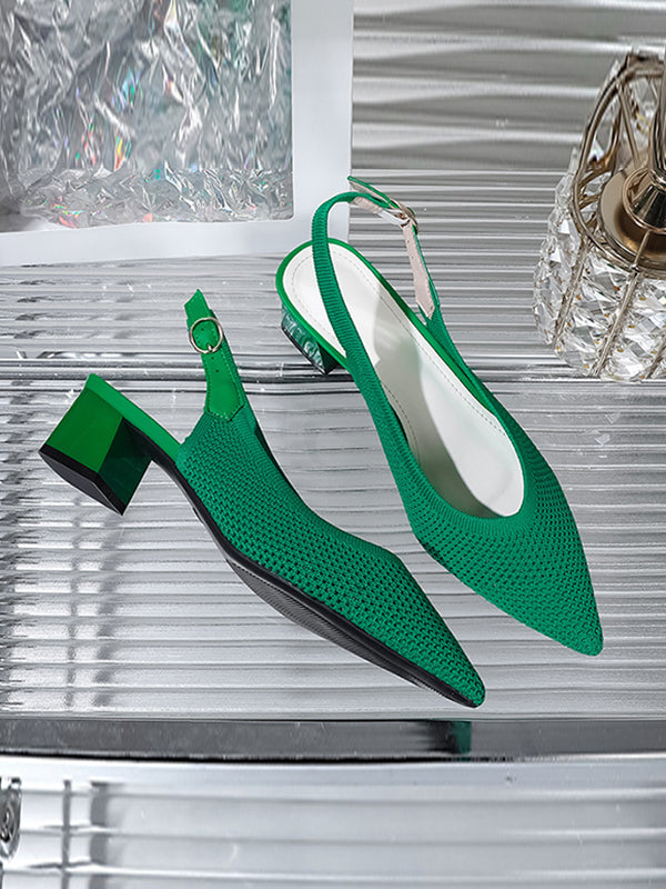 Belt Buckle Hollow Pointed-Toe Split-Joint Pumps Sandals Slider Sandals