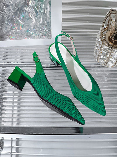 Belt Buckle Hollow Pointed-Toe Split-Joint Pumps Sandals Slider Sandals