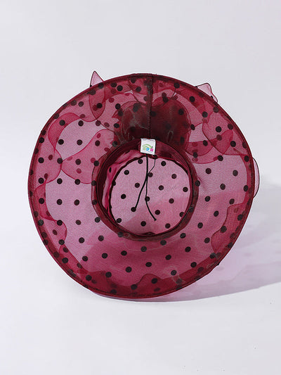 Flower Shape Gauze Polka Dot See-Through Split-Joint Sun Hat