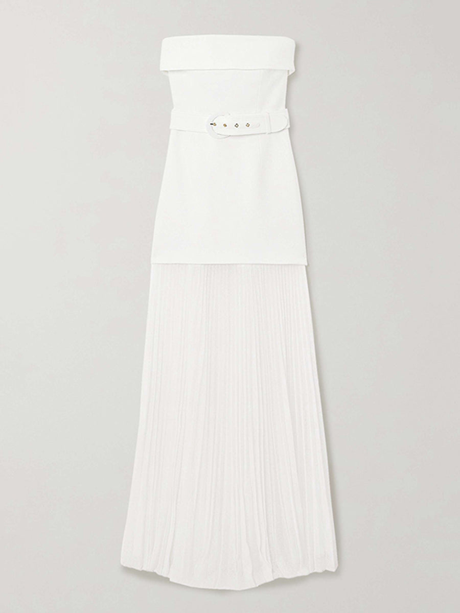 Sleeveless Wrap Belted Pleated See-Through Solid Color Split-Joint Zipper Tube Evening Dresses Maxi Dresses
