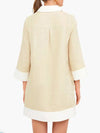 A-Line Loose Buttoned Contrast Color Pockets Stand Collar Mini Dresses