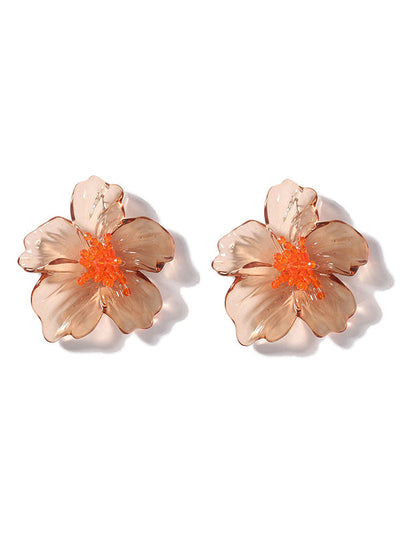 Flower Shape Slightly Sheer Earrings Accessories
