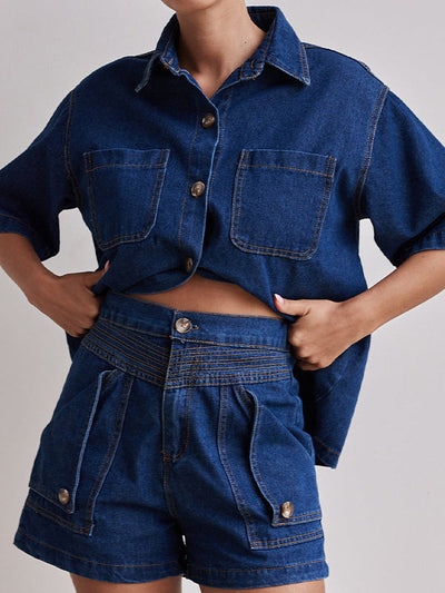 Loose Short Sleeves Split-Joint Lapel Blouses&Shirts Tops