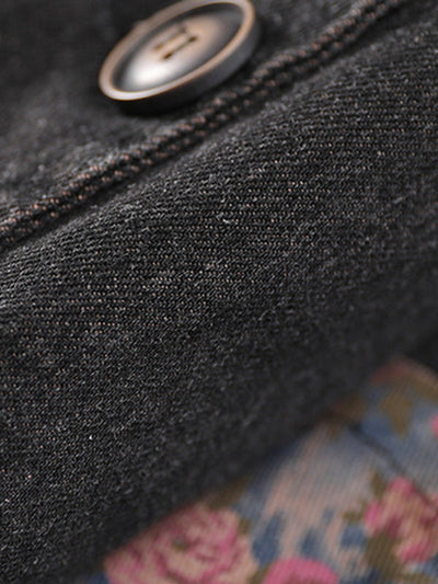 Artistic Retro Loose Denim Sleeveless Buttoned Contrast Color Hooded Vest Outerwear