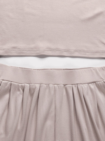 Simple Solid Color T-Shirt & Pants Two Pieces Set