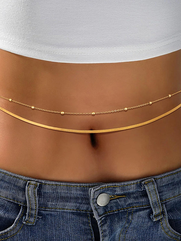 Chains Solid Color Waist Chain Accessories Two Pieces