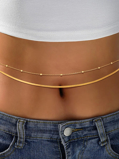Chains Solid Color Waist Chain Accessories Two Pieces