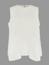 A-Line Loose Solid Color Split-Joint Round-Neck Vest Top