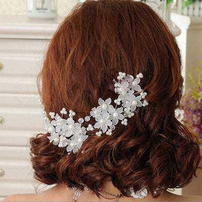 elegant bridal flower arylic imitation pearl hairpin