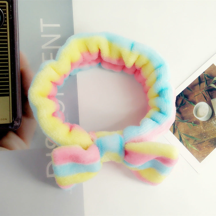 fashion stripe polka dots flannel bowknot hair band 1 piece