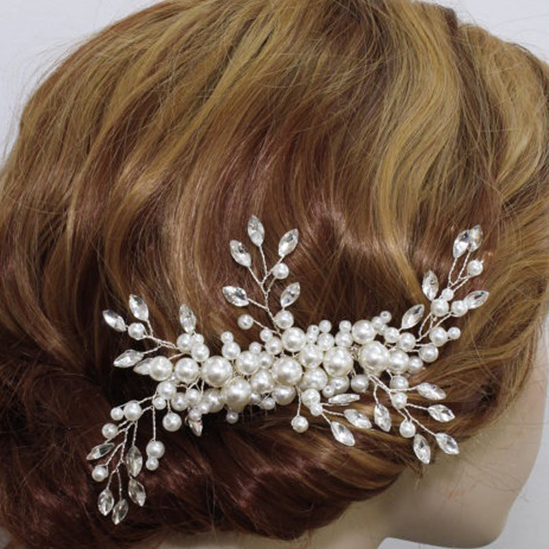 women's glam wedding bridal geometric artificial pearl hair combs insert comb