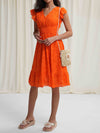 A-Line Loose Elasticity Hollow Pleated Solid Color V-Neck Mini Dresses