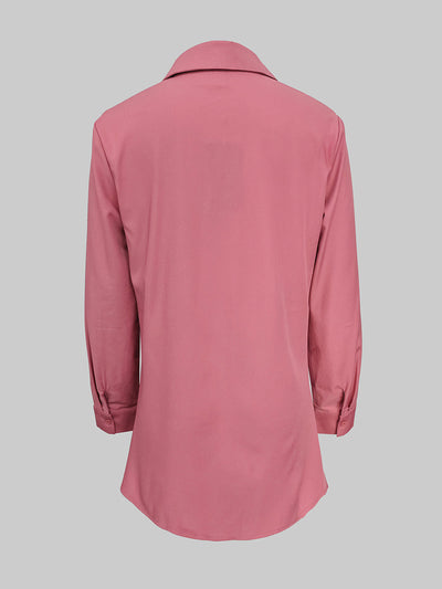 Long Sleeves Wrap Asymmetric Knot Pleated Lapel Blouses&Shirts Tops