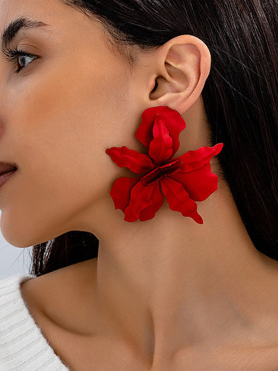 Flower Shape Solid Color Earrings Accessories