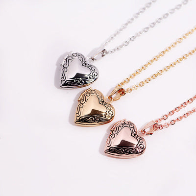 Copper K Gold Plated Rose Gold Plated Silver Plated Plating Heart Shape Locket Necklace