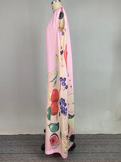 Loose Sleeveless Flower Print Round-Neck Jumpsuits