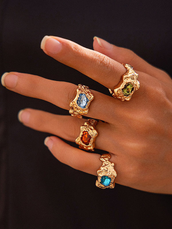 Geometric Rhine Stones Rings Accessories