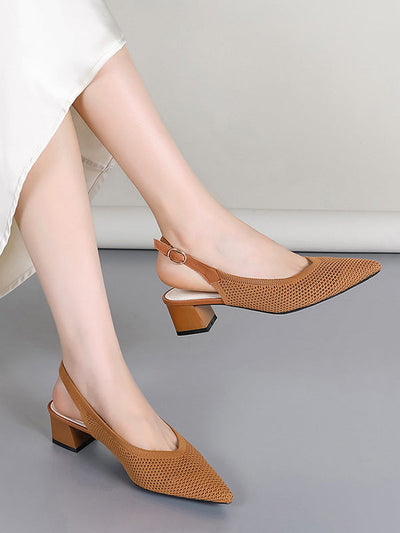 Belt Buckle Hollow Pointed-Toe Split-Joint Pumps Sandals Slider Sandals