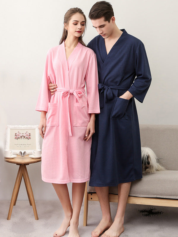 Comfortable Solid Bandage Thin Pajama Robe