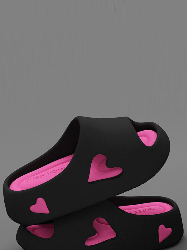 Contrast Color Hollow Open Toe Platform Shoes Slippers