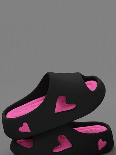 Contrast Color Hollow Open Toe Platform Shoes Slippers