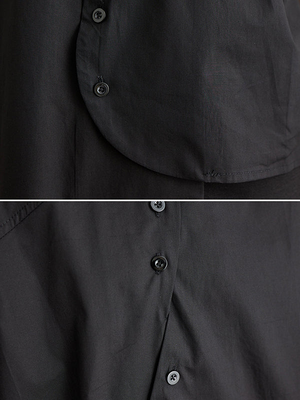 Irregular Clipping Solid Color Lapel Shirts Tops