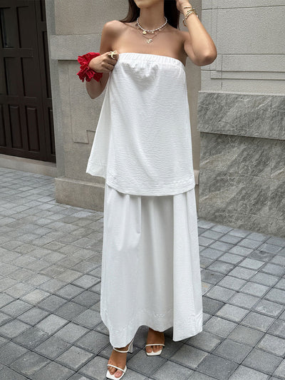 Loose Sleeveless Elasticity Solid Color Tube Suits