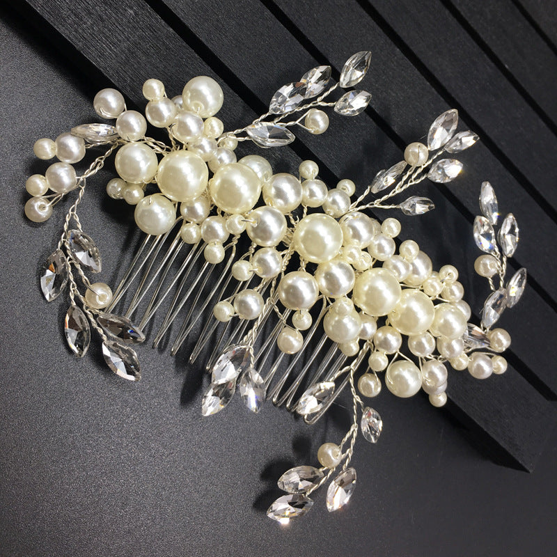 women's glam wedding bridal geometric artificial pearl hair combs insert comb
