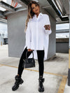 Urban Long Sleeves High-Low Solid Color Lapel Collar Blouses