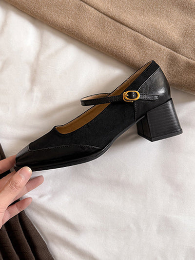 Shallow Cut Split-Joint Square-Toe Mary Janes Pumps