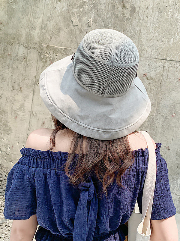 Hollow Lace-Up Printed Split-Joint Sun Hat