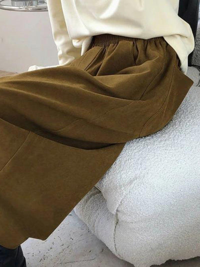 Harem Pants Wide Leg Elasticity Solid Color Split-Joint Pants Trousers