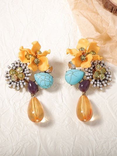 Flower Shape Geometric Water Drop Earrings Accessories