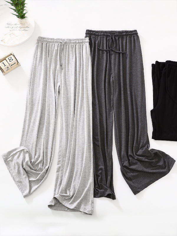 High Waisted Loose Drawstring Elasticity Solid Color Casual Pants Bottoms Trousers