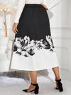 A-Line Loose Elasticity Flower Print Skirts Bottoms