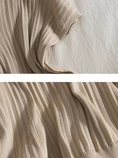 Loose Knitting Raglan Sleeve Solid Color V-Neck Sweater Top + Pants Two Pieces Set