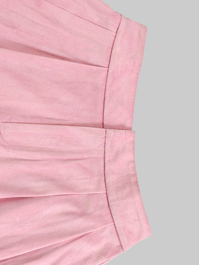 High Waisted Elasticity Pleated Pockets Solid Color Skirts Bottoms