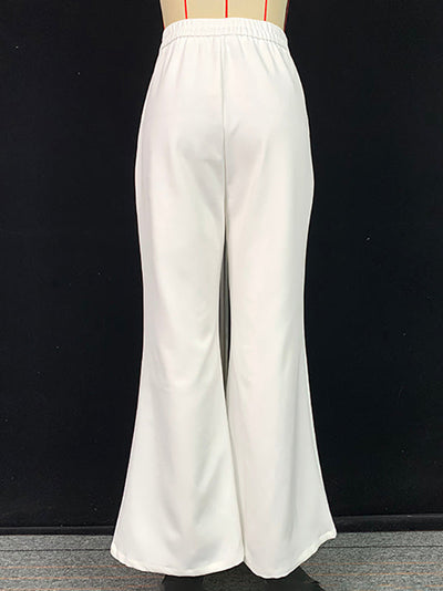 High Waisted Loose Solid Color Pants Trousers