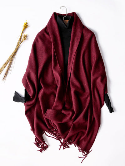 Keep Warm Solid Color Tasseled Shawl&Scarf