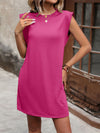 A-Line Loose Solid Color Split-Joint Round-Neck Mini Dresses