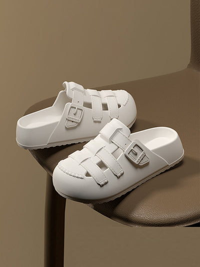 Hollow Round-Toe Split-Joint Platform Shoes Sandals