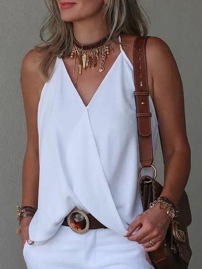 Loose Sleeveless Solid Color Spaghetti-Neck Vest Top