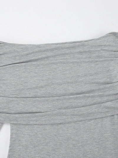 Long Sleeves Skinny Pleated Solid Color Split-Joint Off-The-Shoulder Evening Dresses Maxi Dresses