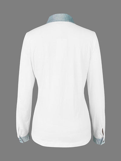 Long Sleeves Skinny Buttoned Split-Joint Lapel Blouses&Shirts Tops