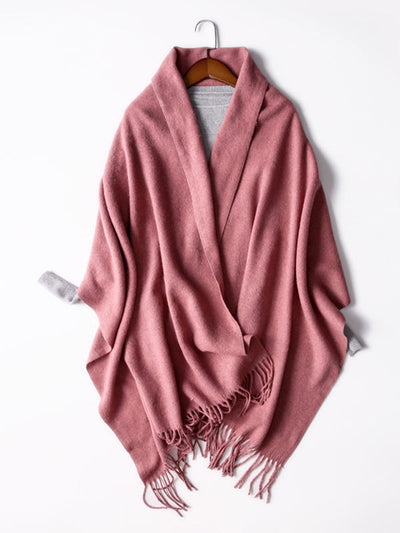 Keep Warm Solid Color Tasseled Shawl&Scarf