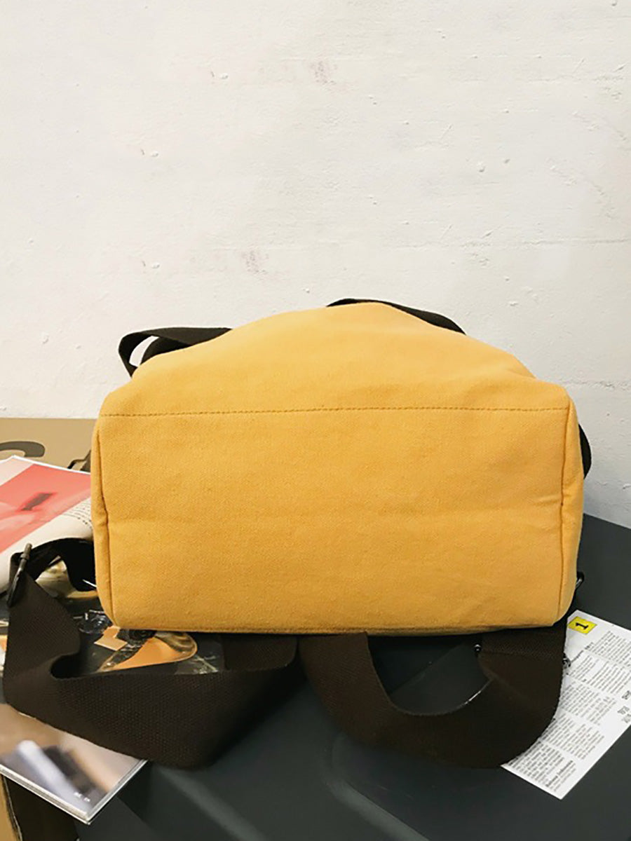 Casua Pure Color Large Capacity Square Canvas Backpack